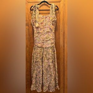 Farm Rio Light Pink Star Fruit Midi Dress